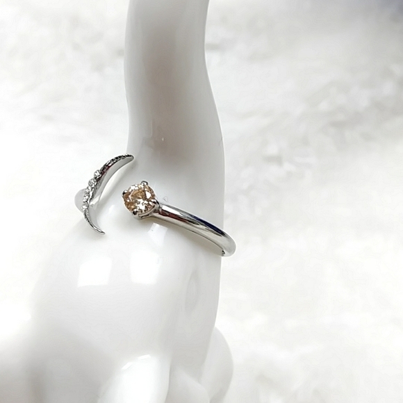 Crescent Moon Dainty Rhinestone Ring Celestial Galaxy Astrology Moon Child - Picture 6 of 12